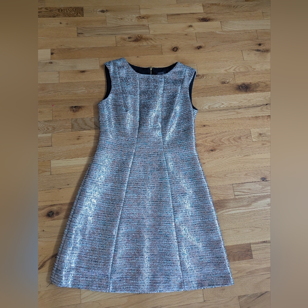 Tahari Silver Metallic Dress